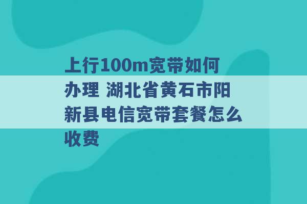 上行100m宽带如何办理 湖北省黄石市阳新县电信宽带套餐怎么收费 -第1张图片-电信联通移动号卡网