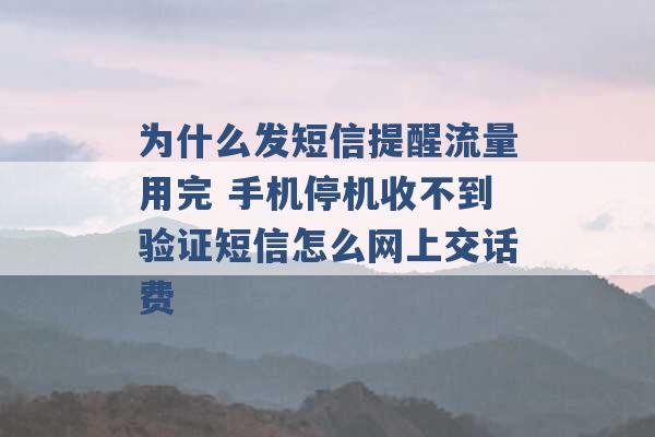 为什么发短信提醒流量用完 手机停机收不到验证短信怎么网上交话费 -第1张图片-电信联通移动号卡网