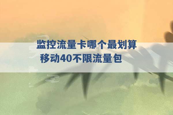 监控流量卡哪个最划算 移动40不限流量包 -第1张图片-电信联通移动号卡网