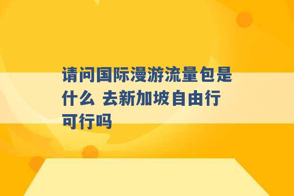 请问国际漫游流量包是什么 去新加坡自由行可行吗 -第1张图片-电信联通移动号卡网