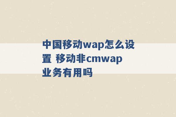 中国移动wap怎么设置 移动非cmwap业务有用吗 -第1张图片-电信联通移动号卡网