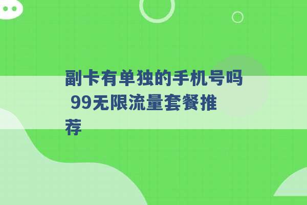 副卡有单独的手机号吗 99无限流量套餐推荐 -第1张图片-电信联通移动号卡网