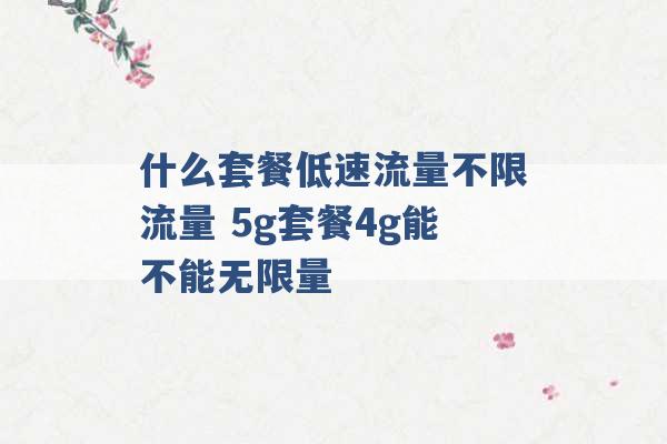 什么套餐低速流量不限流量 5g套餐4g能不能无限量 -第1张图片-电信联通移动号卡网