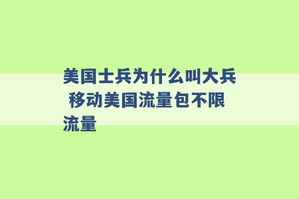 美国士兵为什么叫大兵 移动美国流量包不限流量 -第1张图片-电信联通移动号卡网