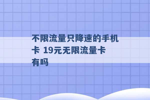 不限流量只降速的手机卡 19元无限流量卡有吗 -第1张图片-电信联通移动号卡网