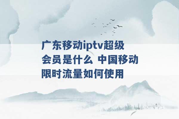 广东移动iptv超级会员是什么 中国移动限时流量如何使用 -第1张图片-电信联通移动号卡网