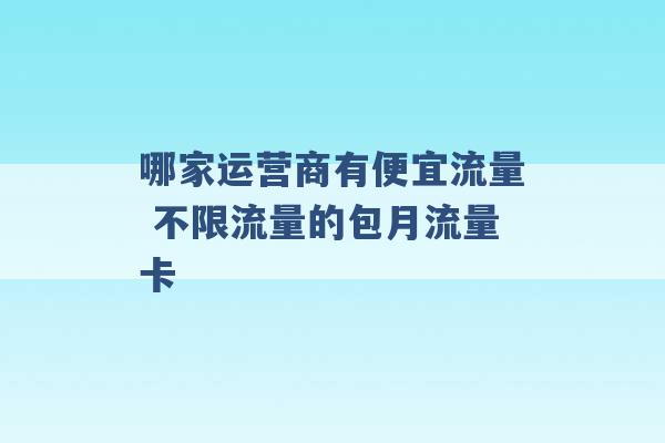 哪家运营商有便宜流量 不限流量的包月流量卡 -第1张图片-电信联通移动号卡网