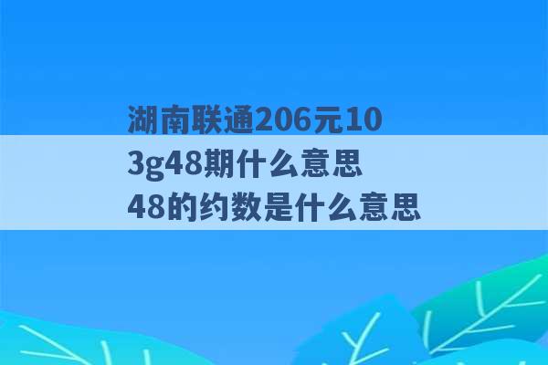 湖南联通206元103g48期什么意思 48的约数是什么意思 -第1张图片-电信联通移动号卡网