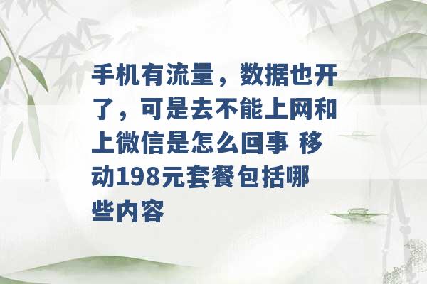 手机有流量，数据也开了，可是去不能上网和上微信是怎么回事 移动198元套餐包括哪些内容 -第1张图片-电信联通移动号卡网