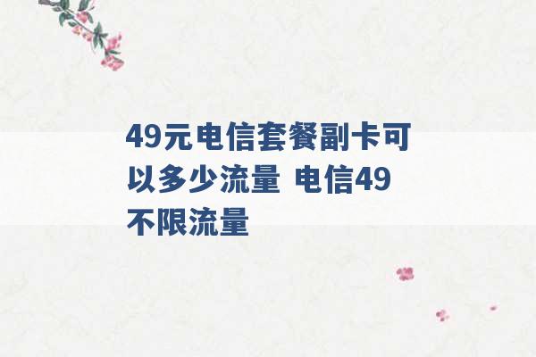 49元电信套餐副卡可以多少流量 电信49不限流量 -第1张图片-电信联通移动号卡网