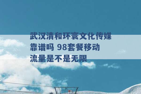 武汉清和环寰文化传媒靠谱吗 98套餐移动流量是不是无限 -第1张图片-电信联通移动号卡网