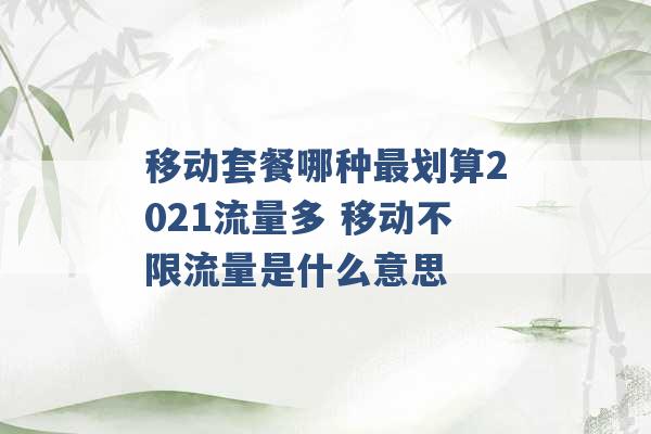 移动套餐哪种最划算2021流量多 移动不限流量是什么意思 -第1张图片-电信联通移动号卡网