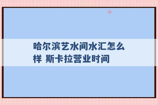 哈尔滨艺水间水汇怎么样 斯卡拉营业时间 -第1张图片-电信联通移动号卡网