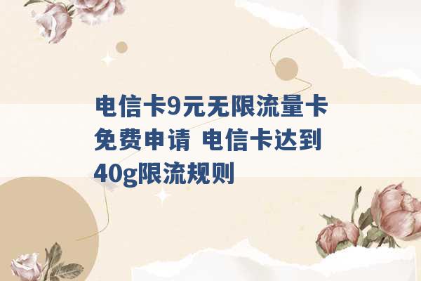 电信卡9元无限流量卡免费申请 电信卡达到40g限流规则 -第1张图片-电信联通移动号卡网