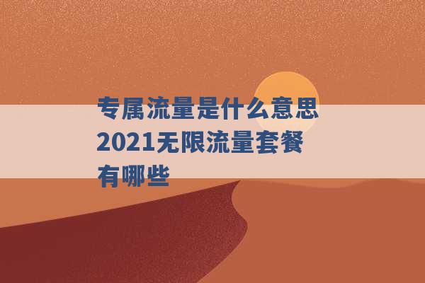 专属流量是什么意思 2021无限流量套餐有哪些 -第1张图片-电信联通移动号卡网