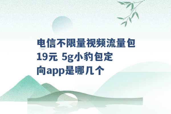 电信不限量视频流量包19元 5g小豹包定向app是哪几个 -第1张图片-电信联通移动号卡网