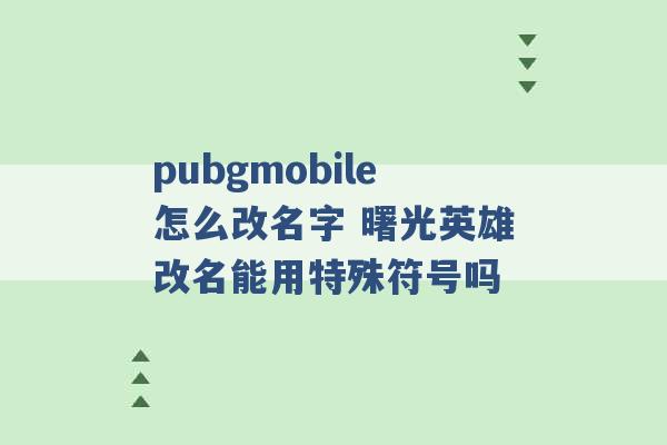 pubgmobile怎么改名字 曙光英雄改名能用特殊符号吗 -第1张图片-电信联通移动号卡网