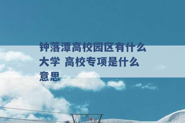 钟落潭高校园区有什么大学 高校专项是什么意思 -第1张图片-电信联通移动号卡网