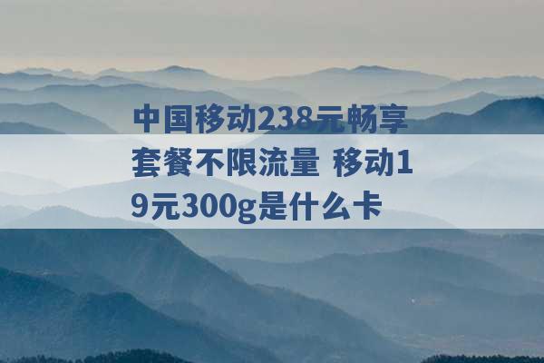 中国移动238元畅享套餐不限流量 移动19元300g是什么卡 -第1张图片-电信联通移动号卡网