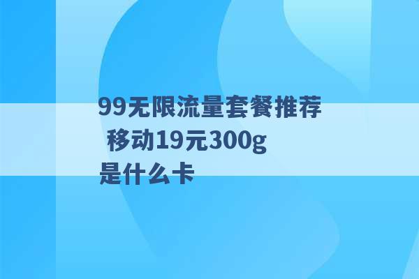 99无限流量套餐推荐 移动19元300g是什么卡 -第1张图片-电信联通移动号卡网