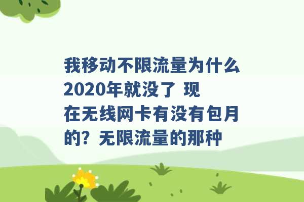 我移动不限流量为什么2020年就没了 现在无线网卡有没有包月的？无限流量的那种 -第1张图片-电信联通移动号卡网