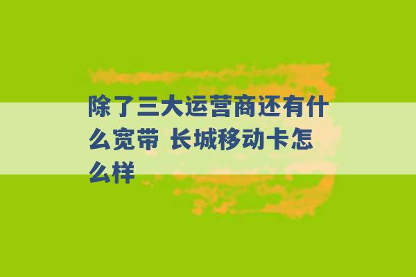 除了三大运营商还有什么宽带 长城移动卡怎么样 -第1张图片-电信联通移动号卡网