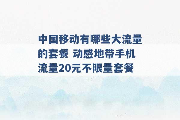 中国移动有哪些大流量的套餐 动感地带手机流量20元不限量套餐 -第1张图片-电信联通移动号卡网