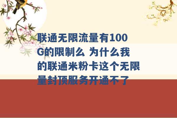 联通无限流量有100G的限制么 为什么我的联通米粉卡这个无限量封顶服务开通不了 -第1张图片-电信联通移动号卡网