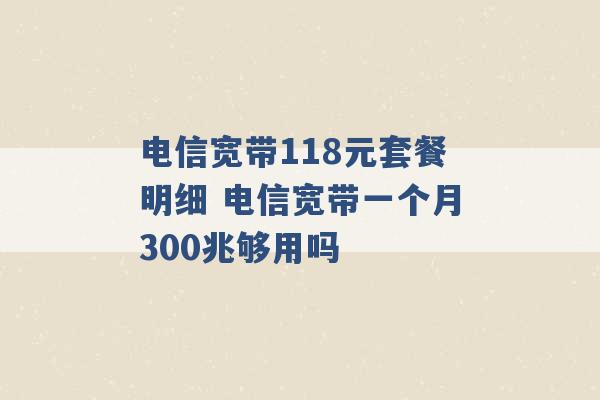 电信宽带118元套餐明细 电信宽带一个月300兆够用吗 -第1张图片-电信联通移动号卡网