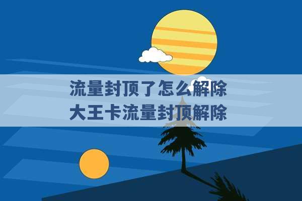 流量封顶了怎么解除 大王卡流量封顶解除 -第1张图片-电信联通移动号卡网