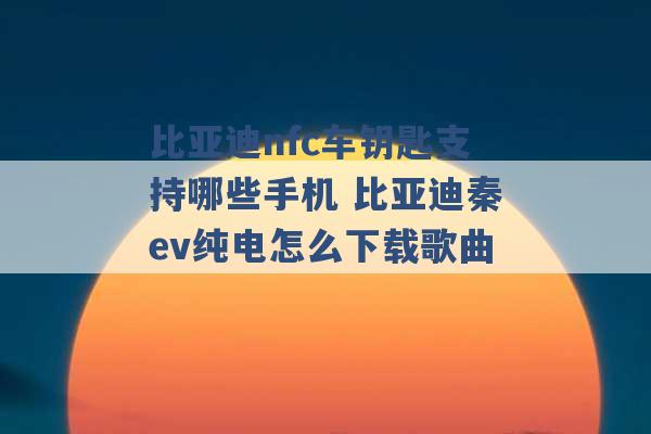 比亚迪nfc车钥匙支持哪些手机 比亚迪秦ev纯电怎么下载歌曲 -第1张图片-电信联通移动号卡网