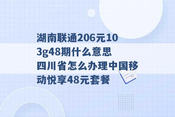 湖南联通206元103g48期什么意思 四川省怎么办理中国移动悦享48元套餐 -第1张图片-电信联通移动号卡网