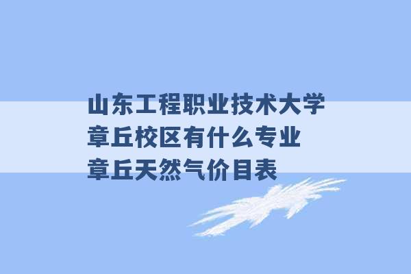 山东工程职业技术大学章丘校区有什么专业 章丘天然气价目表 -第1张图片-电信联通移动号卡网