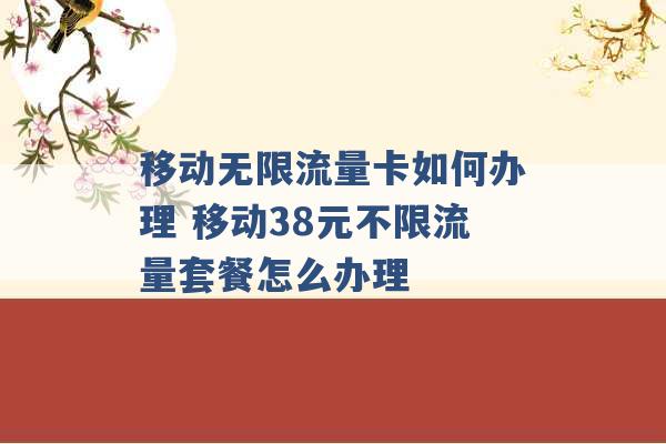 移动无限流量卡如何办理 移动38元不限流量套餐怎么办理 -第1张图片-电信联通移动号卡网