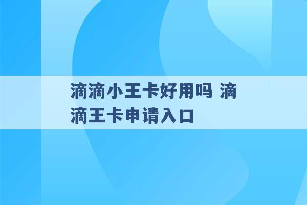 滴滴小王卡好用吗 滴滴王卡申请入口 -第1张图片-电信联通移动号卡网