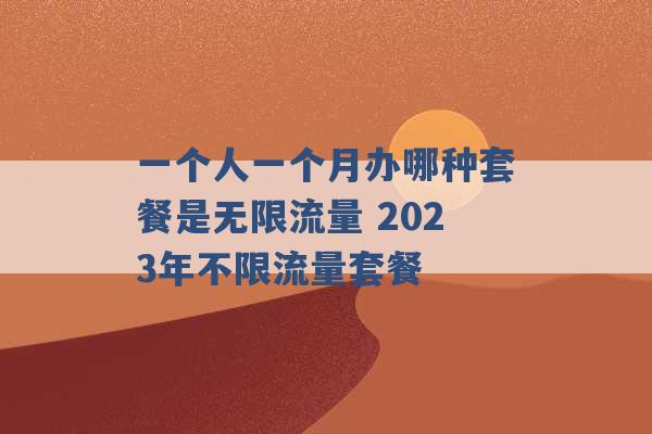 一个人一个月办哪种套餐是无限流量 2023年不限流量套餐 -第1张图片-电信联通移动号卡网