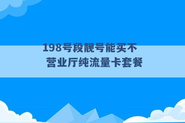 198号段靓号能买不 营业厅纯流量卡套餐 -第1张图片-电信联通移动号卡网