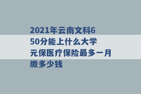 2021年云南文科650分能上什么大学 元保医疗保险最多一月缴多少钱 -第1张图片-电信联通移动号卡网