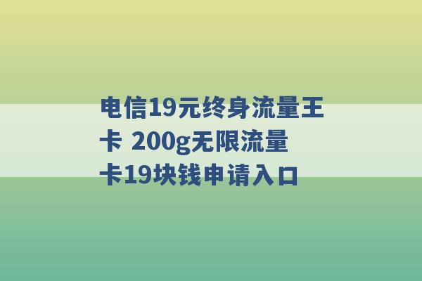 电信19元终身流量王卡 200g无限流量卡19块钱申请入口 -第1张图片-电信联通移动号卡网