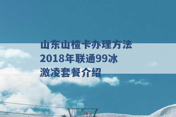 山东山楂卡办理方法 2018年联通99冰激凌套餐介绍 -第1张图片-电信联通移动号卡网