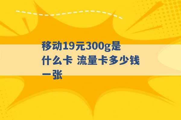 移动19元300g是什么卡 流量卡多少钱一张 -第1张图片-电信联通移动号卡网