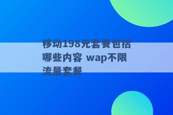 移动198元套餐包括哪些内容 wap不限流量套餐 -第1张图片-电信联通移动号卡网