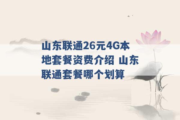 山东联通26元4G本地套餐资费介绍 山东联通套餐哪个划算 -第1张图片-电信联通移动号卡网