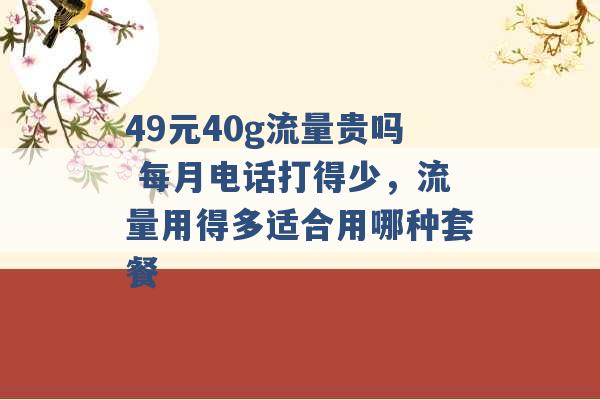 49元40g流量贵吗 每月电话打得少，流量用得多适合用哪种套餐 -第1张图片-电信联通移动号卡网