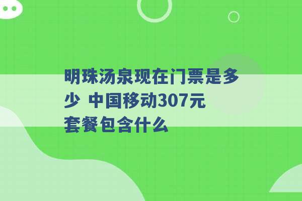 明珠汤泉现在门票是多少 中国移动307元套餐包含什么 -第1张图片-电信联通移动号卡网