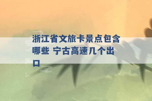 浙江省文旅卡景点包含哪些 宁古高速几个出口 -第1张图片-电信联通移动号卡网