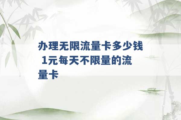 办理无限流量卡多少钱 1元每天不限量的流量卡 -第1张图片-电信联通移动号卡网