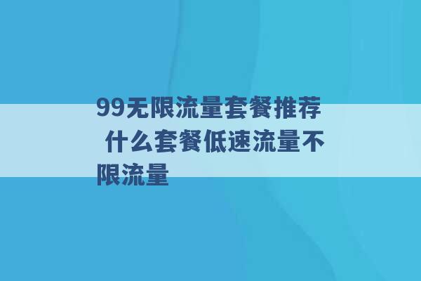 99无限流量套餐推荐 什么套餐低速流量不限流量 -第1张图片-电信联通移动号卡网