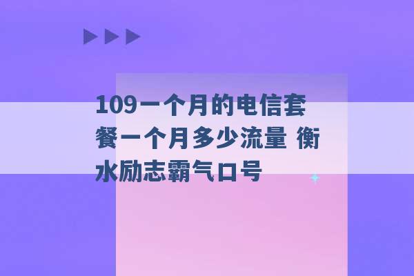 109一个月的电信套餐一个月多少流量 衡水励志霸气口号 -第1张图片-电信联通移动号卡网