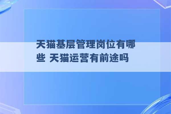 天猫基层管理岗位有哪些 天猫运营有前途吗 -第1张图片-电信联通移动号卡网